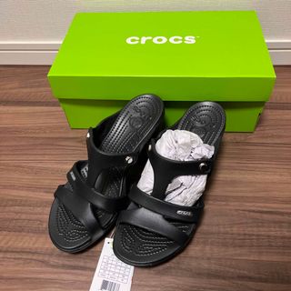 クロックス(crocs)のCrocs cyprus v heel W9  黒　25cm  サンダル　未使用(サンダル)