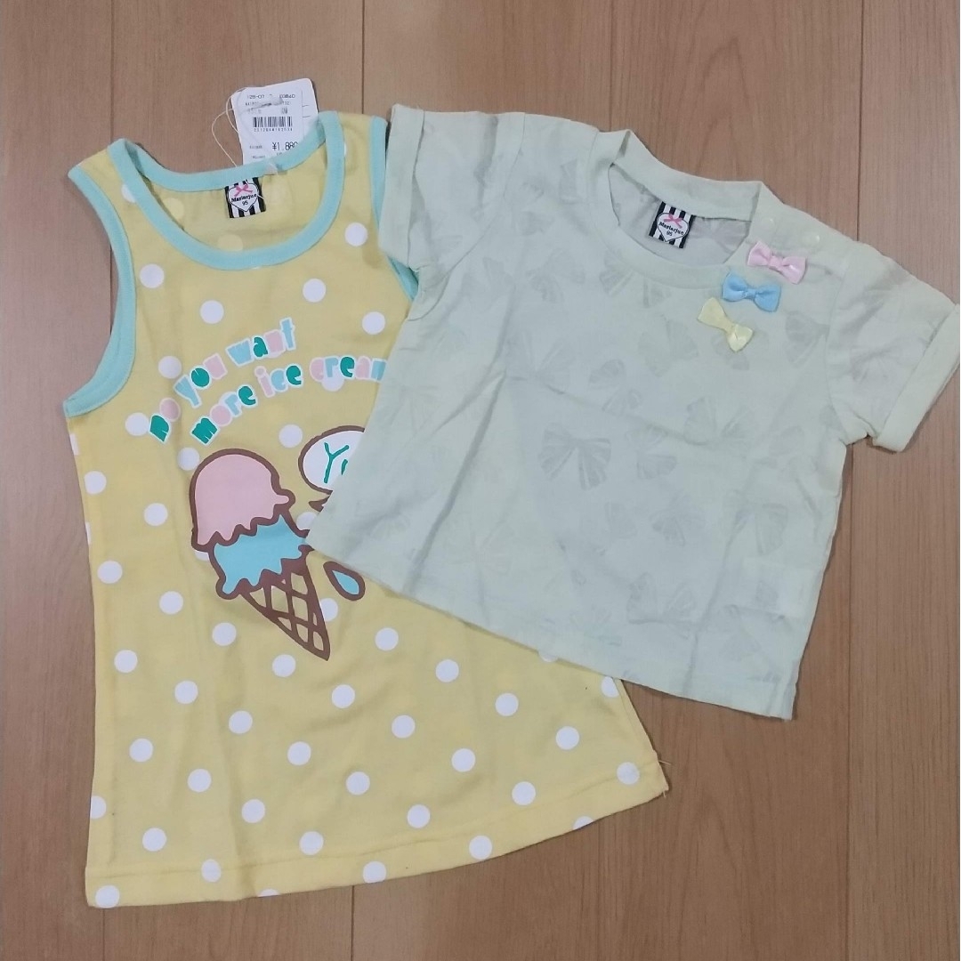 95cm  ２枚セット　ワンピース　半袖シャツ付き　アイスクリーム キッズ/ベビー/マタニティのキッズ服女の子用(90cm~)(ワンピース)の商品写真