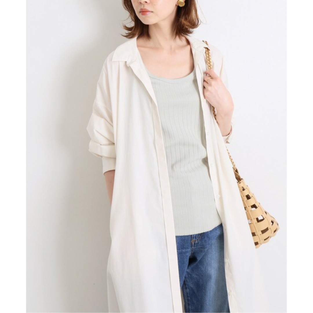 IENA - IENA コットンシルク ロング シャツワンピース オフ IENA - IENA コットンシルク ロング シャツワンピース オフ