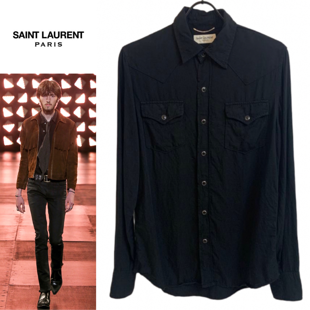 SAINT LAURENT PARIS エディ期 リヨセル ウエスタンシャツ S