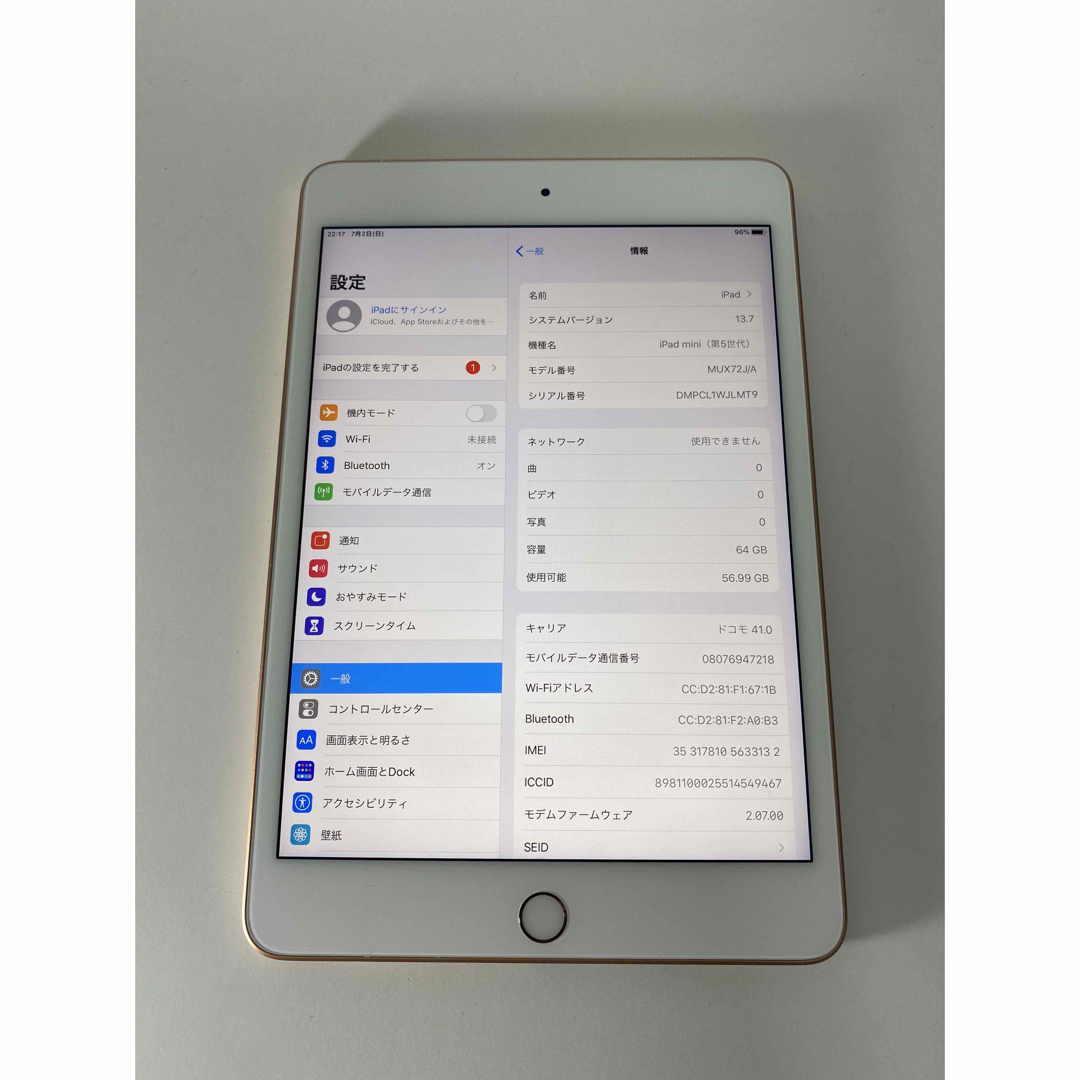 iPad mini 第5世代 wifi＋Cellular 64GB ジャンク