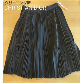 極美品 クリスチャンディオール Christian Dior スカート 2023SS プリーツ ミディスカート コットン ボトムス レディース I38 GB6 USA2(M相当) インディゴブルー