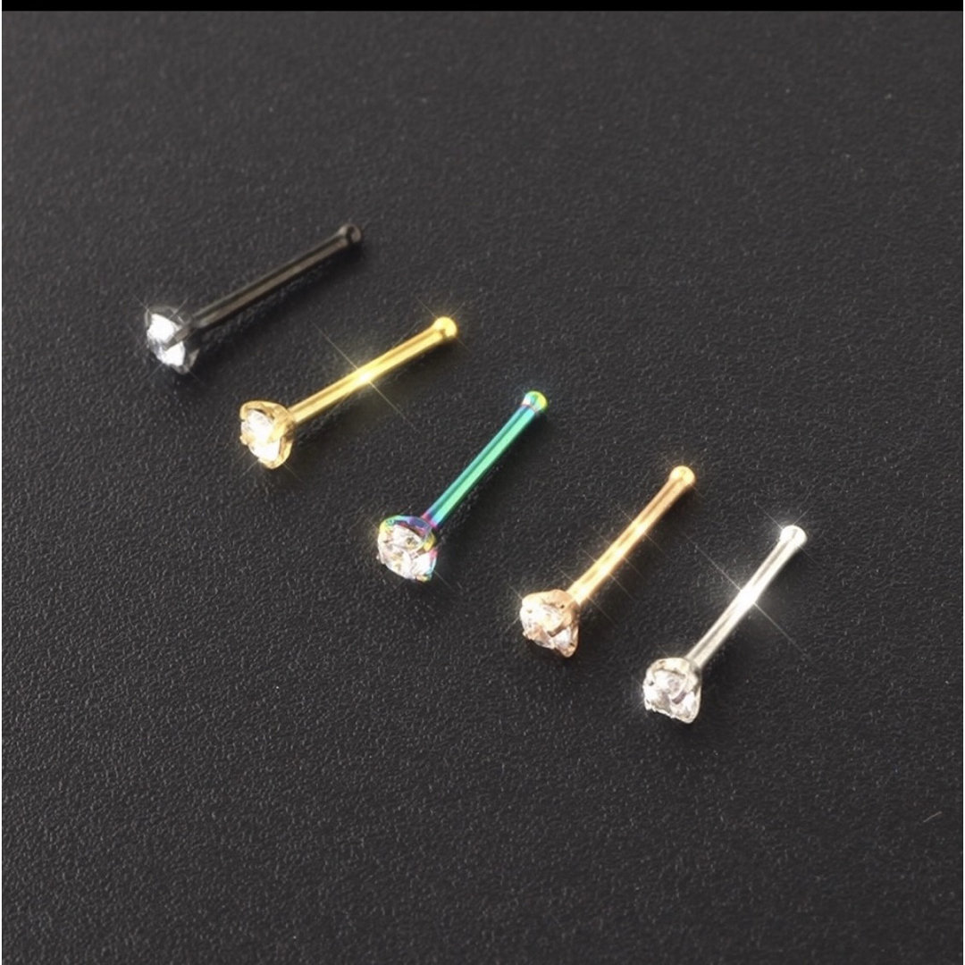 1個 18G CZダイヤ 3mmジュエル ストレート鼻ピアス レディースのアクセサリー(ピアス)の商品写真