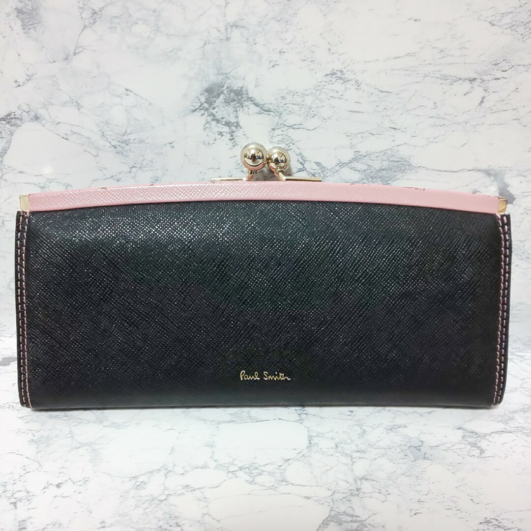 【美品/箱付】Paul Smith がま口 ロングウォレット サフィアーノレザー