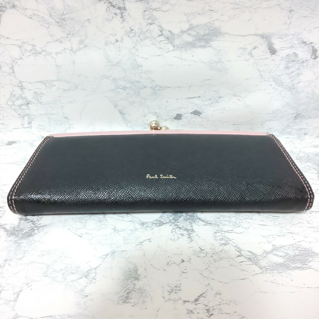 【美品/箱付】Paul Smith がま口 ロングウォレット サフィアーノレザー