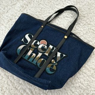 美品 SEE BY CHLOE デニムトートバッグ 立体ロゴ レザーハンドル