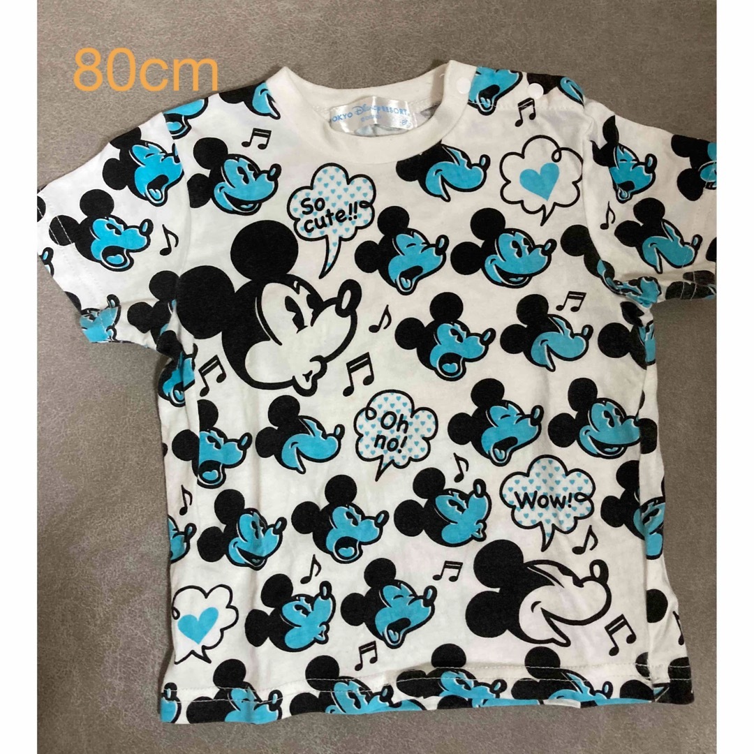 Disney(ディズニー)の80cm ディズニーランド限定　ミッキー総柄Tシャツ キッズ/ベビー/マタニティのベビー服(~85cm)(Ｔシャツ)の商品写真