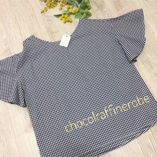 ショコラフィネローブ(chocol raffine robe)の【新品未使用】chocol raffine robe／ギンガムチェックブラウス(シャツ/ブラウス(半袖/袖なし))