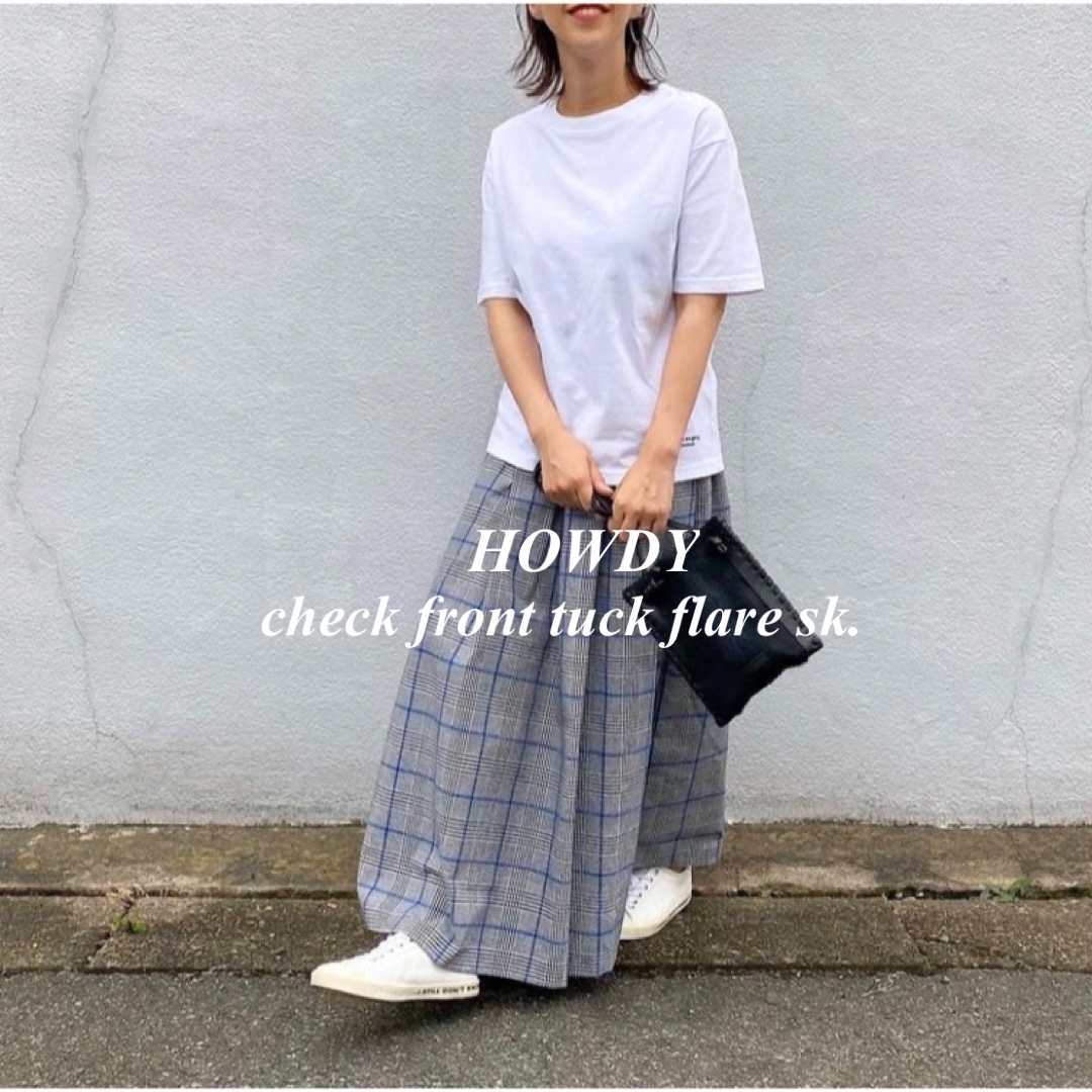 レディースHOWDY. check front tuck flare sk.（ブラック）