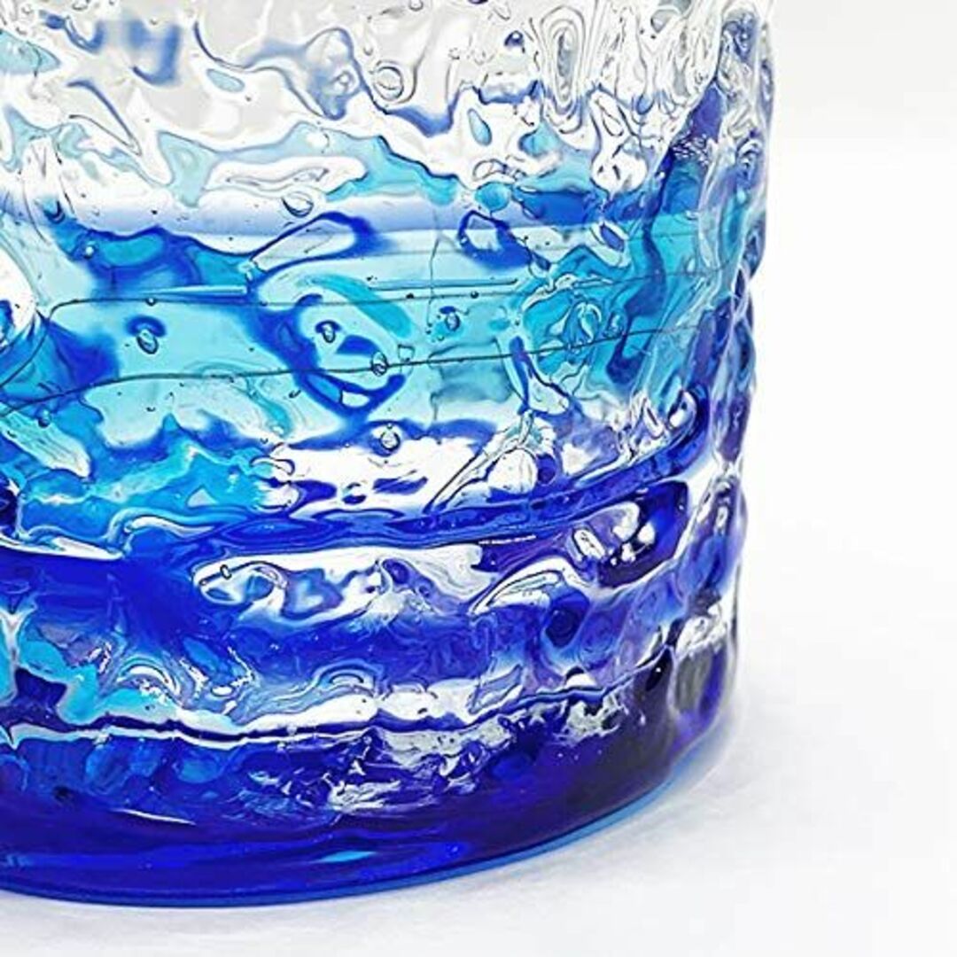 【色: 青】冷茶グラス コップ カップ 琉球ガラス グラス 美ら海デコボコグラス