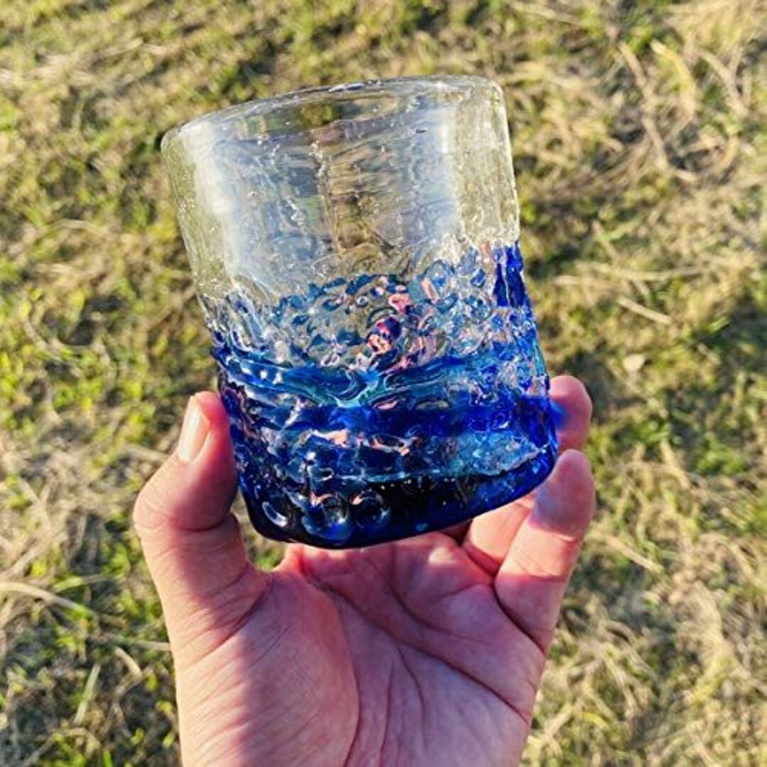 【色: 青】冷茶グラス コップ カップ 琉球ガラス グラス 美ら海デコボコグラス