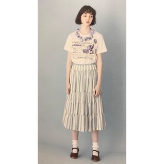 Jane Marple Satin stripes tiered skirt