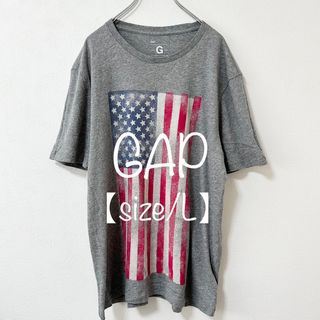 ギャップ(GAP)のGAP/ギャップ★半袖Tシャツ★星条旗/アメリカ国旗/USA★グレー灰赤青白★L(Tシャツ/カットソー(半袖/袖なし))