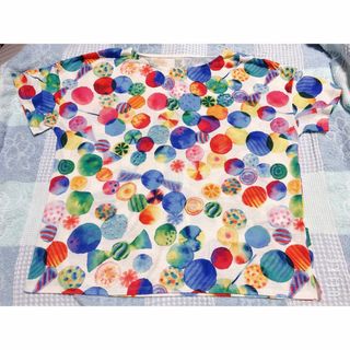 グラニフ(Design Tshirts Store graniph)のデザインティーシャツストアグラニフ　カラフル水玉柄Tシャツ　Mサイズ(キャラクターグッズ)