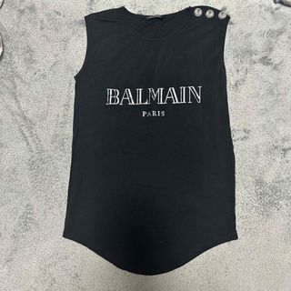 バルマン(BALMAIN)のBALMAIN タンクトップ　黒×銀(タンクトップ)