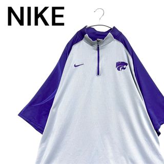 ナイキ(NIKE)の激レア★NIKE カンザス州立大学 ロゴ刺繍 ハーフジップシャツ 半袖ジャージ(Tシャツ/カットソー(半袖/袖なし))