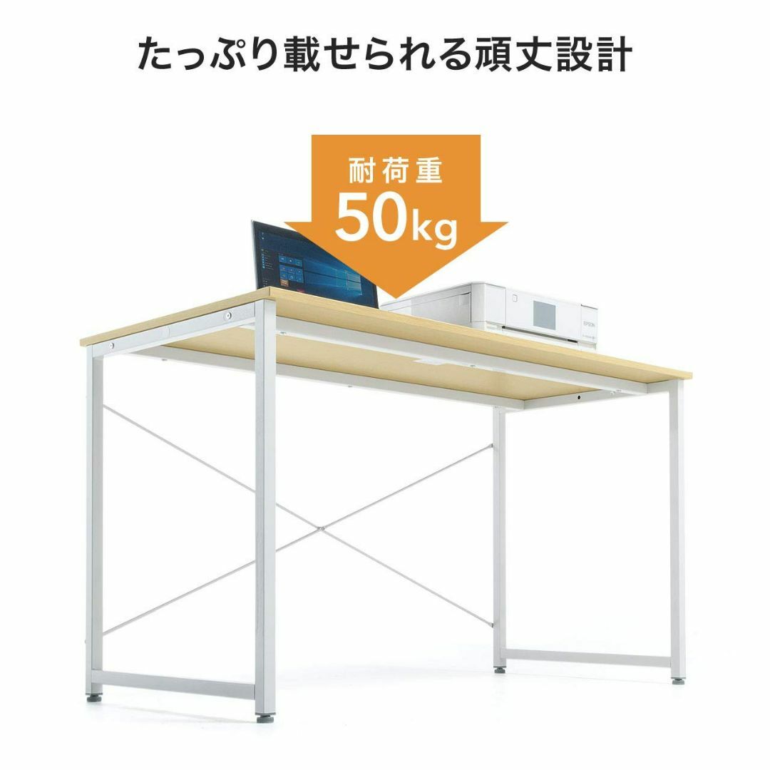 【色: ホワイト】サンワダイレクト パソコンデスク 幅120×奥行60cm モニ