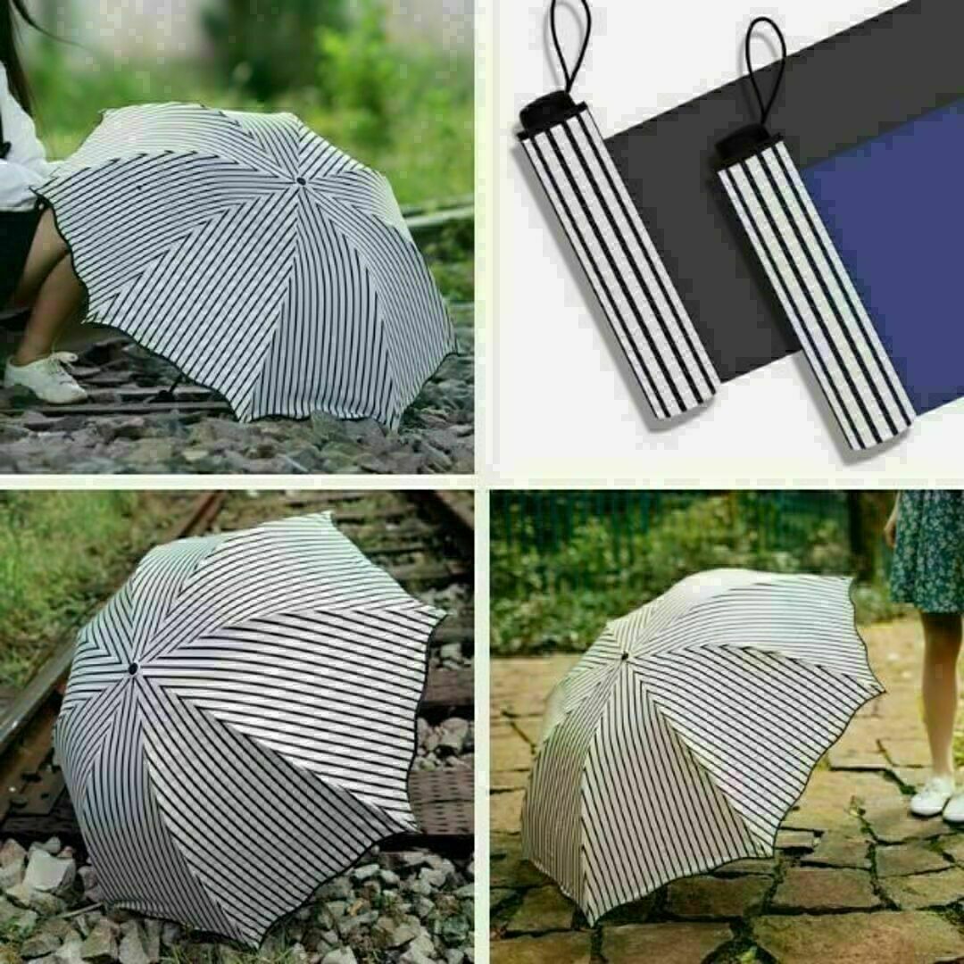 お見舞い ストライプ 晴雨兼用 折りたたみ傘 遮光 UVカット 撥水加工 紫外線対策 頑丈