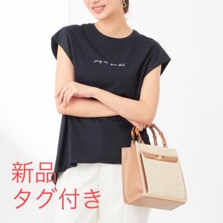 エニィスィス(anySiS)の新品タグ付き　Tシャツ サテンコンビロゴ Tシャツ　ネイビー　半袖(Tシャツ(半袖/袖なし))