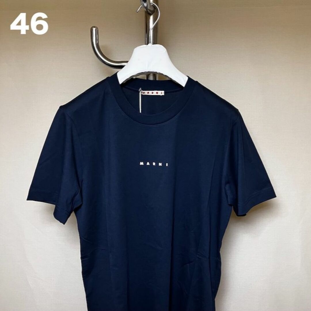 新品 46 23ss MARNI ロゴ Tシャツ ロゴT ネイビー 紺 4882 - www