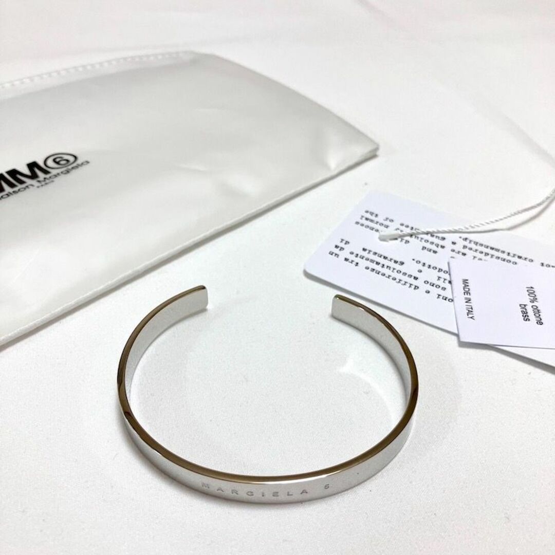 新品 5 23ss マルジェラ MM6 ブランドロゴ カフブレスレット 4845