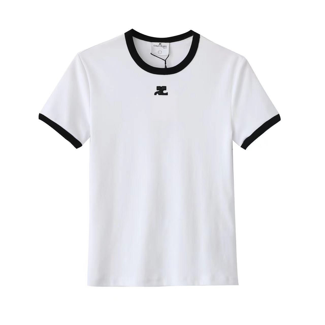 courreges クレージュ コントラストトリムTシャツ リンガー ロゴ