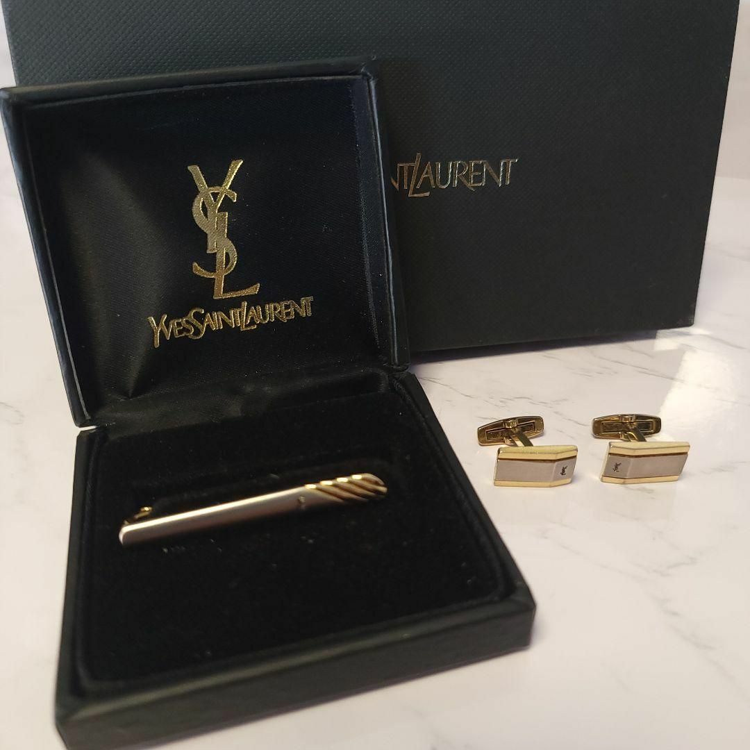 【美品】Yves Saint Laurent カフス ネクタイピン YSLロゴ