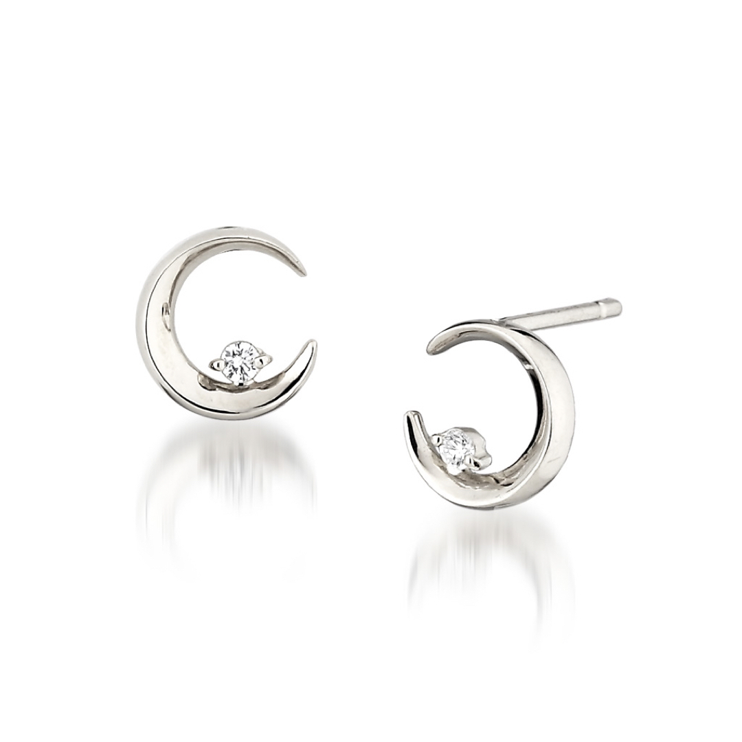 DIAMOND MOONLIGHT PIERCED EARRINGS