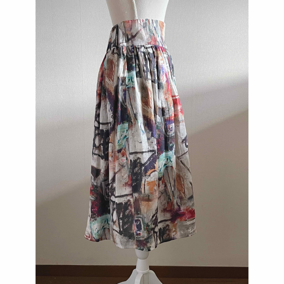 【ハンドメイド品】リネン100% ギャザースカート【未使用】 レディースのスカート(ロングスカート)の商品写真