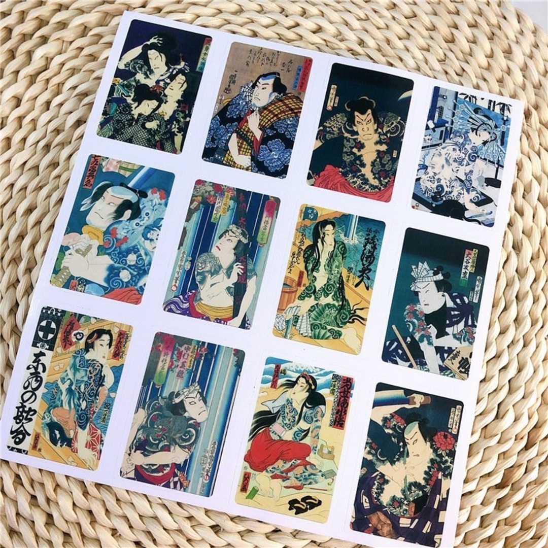 浮世絵　UKIYO-E　歌舞伎　江戸時代　和風　シール　ステッカー12枚