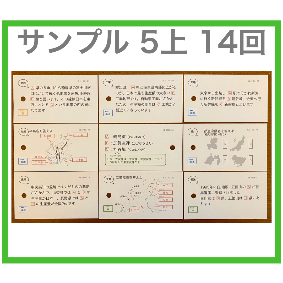 【中学受験】 暗記カード 社会・地理　地方別 6個セット エンタメ/ホビーの本(語学/参考書)の商品写真