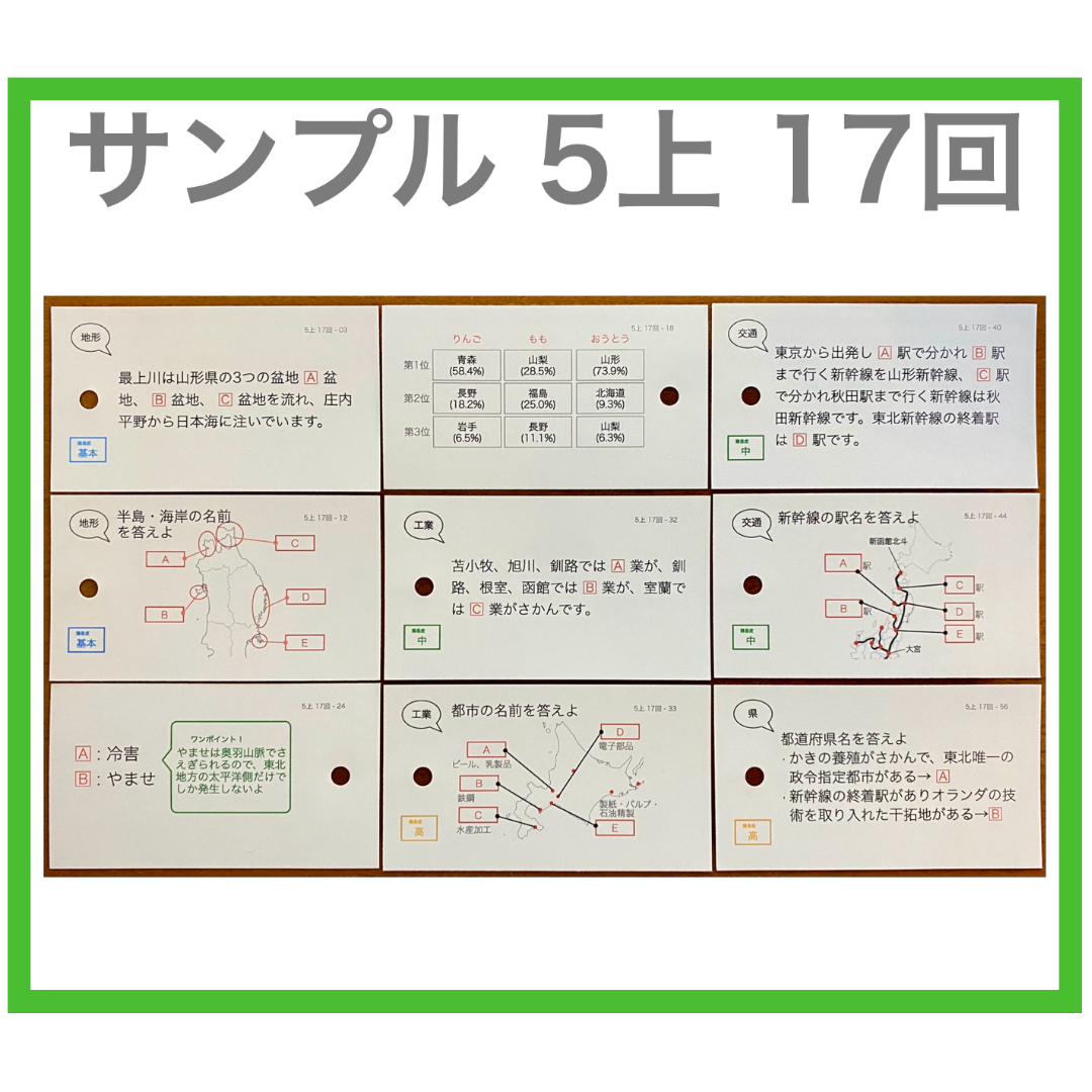 【中学受験】 暗記カード 社会・地理　地方別 6個セット エンタメ/ホビーの本(語学/参考書)の商品写真