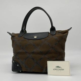 ロンシャン(LONGCHAMP)の【良品】ロンシャン　スタッズ　レザー×ナイロン　ロゴ型押し　トートバッグ　手さげ(トートバッグ)