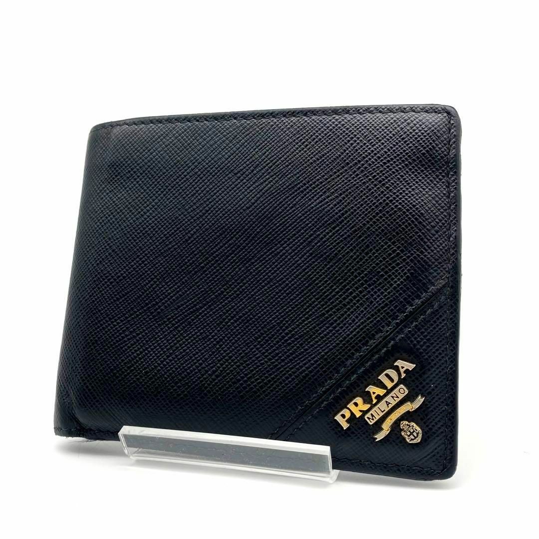 PRADA - 【美品】PRADA サフィアーノレザー 三角ロゴ 二つ折り 折り