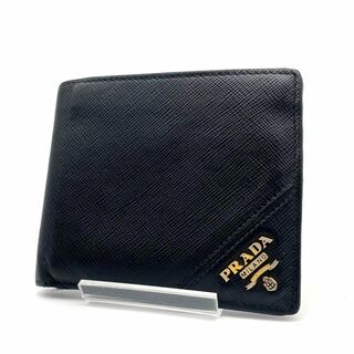 【極美品】PRADA 長財布 二つ折り サフィアーノレザー 三角ロゴ ブラック
