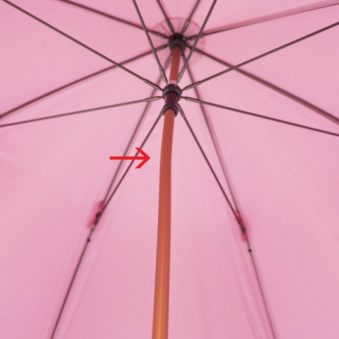 高級傘 CELINE セリーヌ USED美品 ピンク ロゴライン シンプル カーボン骨 軽量 木製手元 60cm S S9814