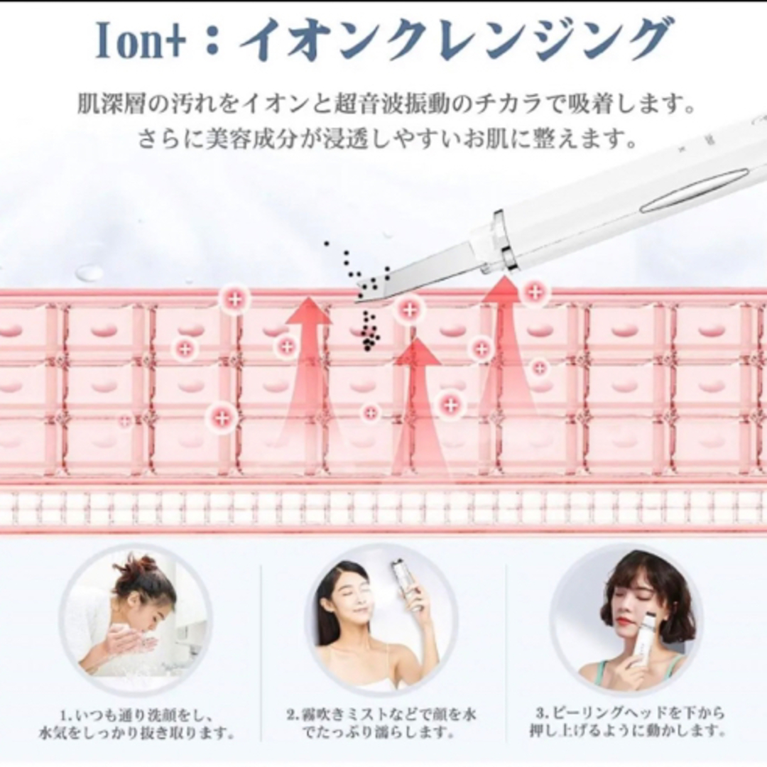 毛穴吸引器&ウォーターピーリングセット ANLAN 超音波振動 充電式 8