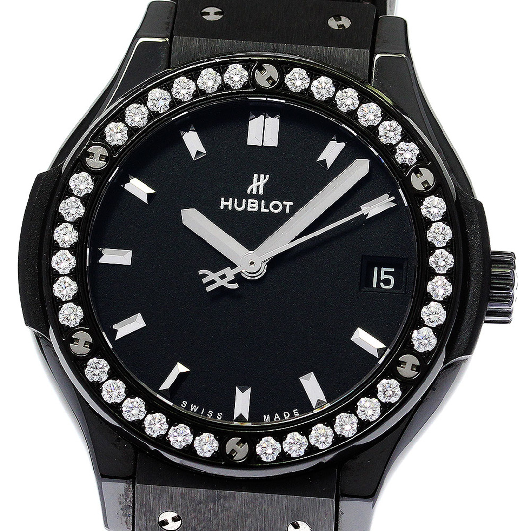 HUBLOT(ウブロ)のウブロ HUBLOT 581.CM.1171.LR.1104 クラシック フュージョン ブラックマジック ダイヤベゼル クォーツ レディース 美品 _755993 レディースのファッション小物(腕時計)の商品写真