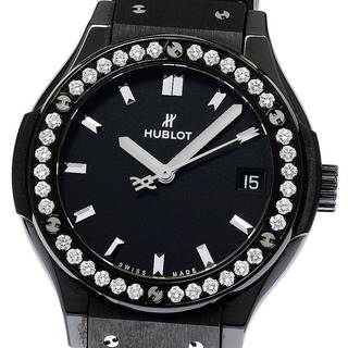 ウブロ(HUBLOT)のウブロ HUBLOT 581.CM.1171.LR.1104 クラシック フュージョン ブラックマジック ダイヤベゼル クォーツ レディース 美品 _755993(腕時計)