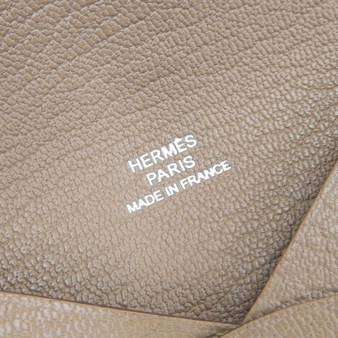 【本物保証】 箱付 新品同様 エルメス HERMES カルヴィ カードケース 名刺入れ シェーブル 茶 エトゥープ □O刻印