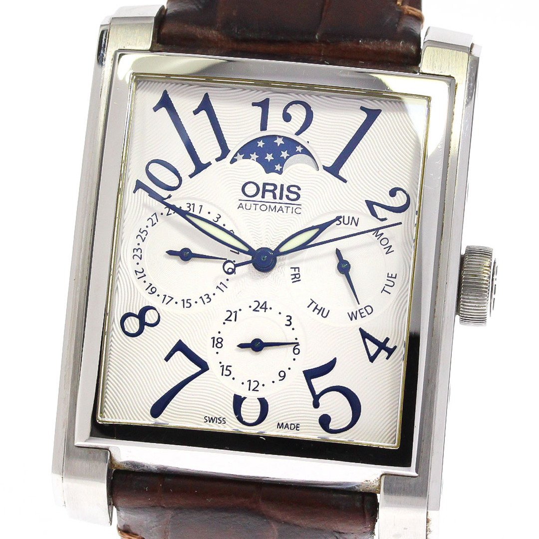 オリス ORIS 7658 レクタンギュラー ムーンフェイズ 自動巻き メンズ 良品 _759212