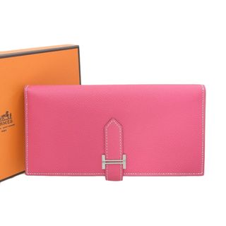 エルメス(Hermes)の【本物保証】 箱付 新品同様 エルメス HERMES ベアンスフレ 二つ折り長財布 エプソン ピンク ローズティリアン シルバー金具 □Q刻印(財布)