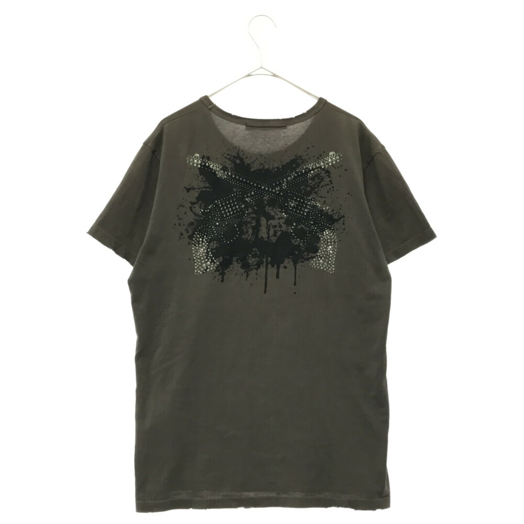 roar ロアー ダメージ加工 スタッズ バッグプリント半袖Tシャツ