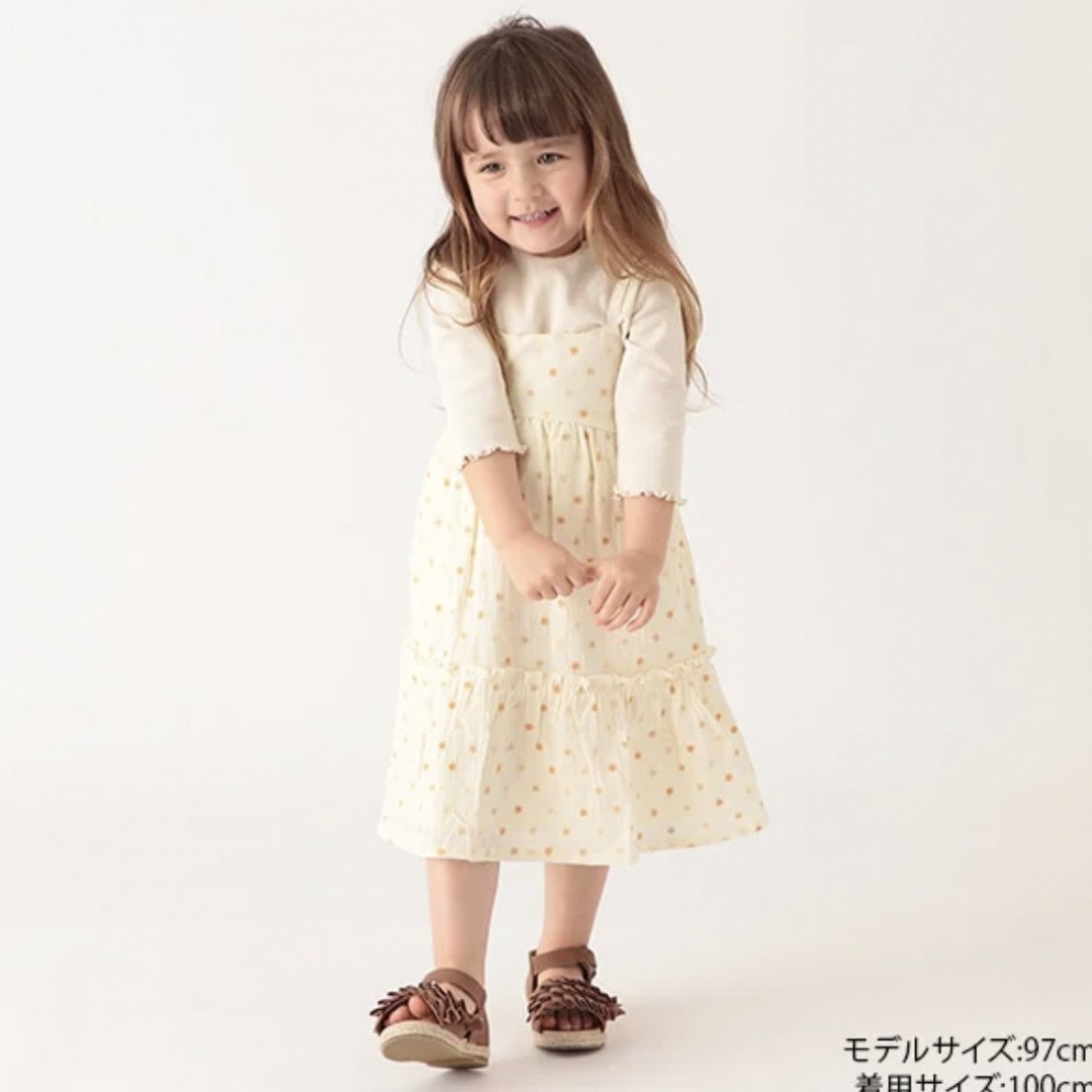 petit main(プティマイン)のpetitmain リンク 花刺しゅうキャミワンピース キッズ/ベビー/マタニティのキッズ服女の子用(90cm~)(ワンピース)の商品写真