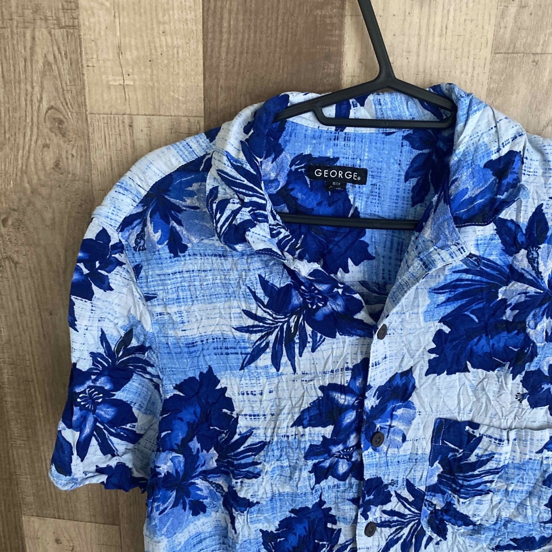 シャツ 総柄 長袖 コットン XXL ドイツ製 古着 メンズ 【大特価