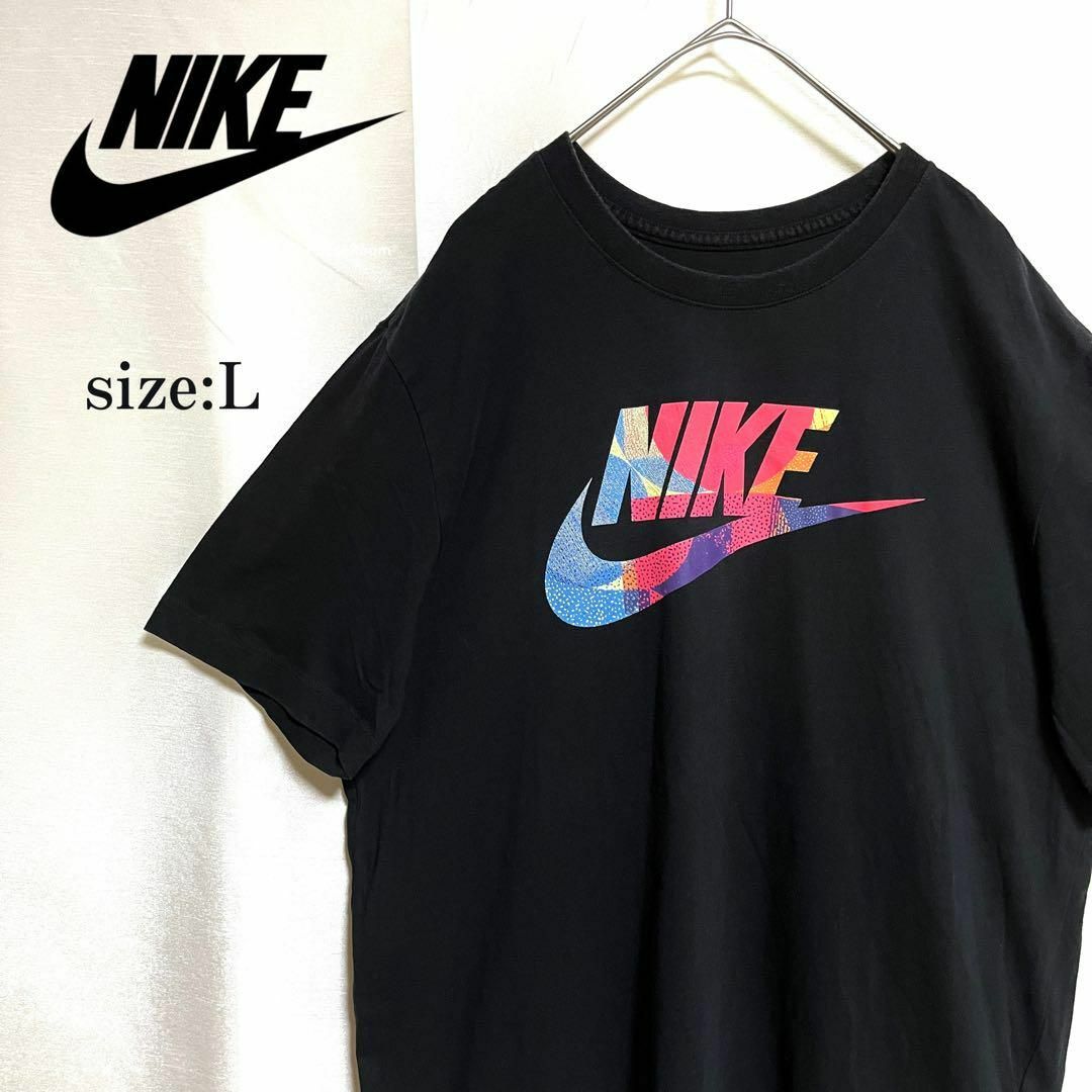 NIKE(ナイキ)のナイキ ビッグスウッシュ プリントＴシャツ ブラック L メンズのトップス(Tシャツ/カットソー(半袖/袖なし))の商品写真