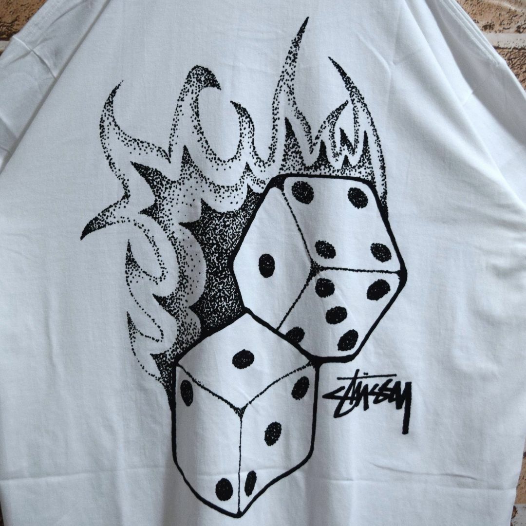 ステューシー》正規・新品タグ ファイヤー&ダイス ブラック XL Tシャツ