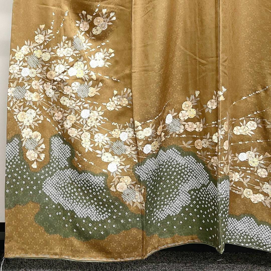 ●【売切値下げ】207mh25●付下げ訪問着 夏物 杜若 金彩銀駒刺繍 密陀僧色