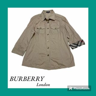 バーバリー(BURBERRY)のバーバリーロンドン ロングシャツ ブラウス 金ボタン ノバチェック 7分丈(シャツ/ブラウス(長袖/七分))