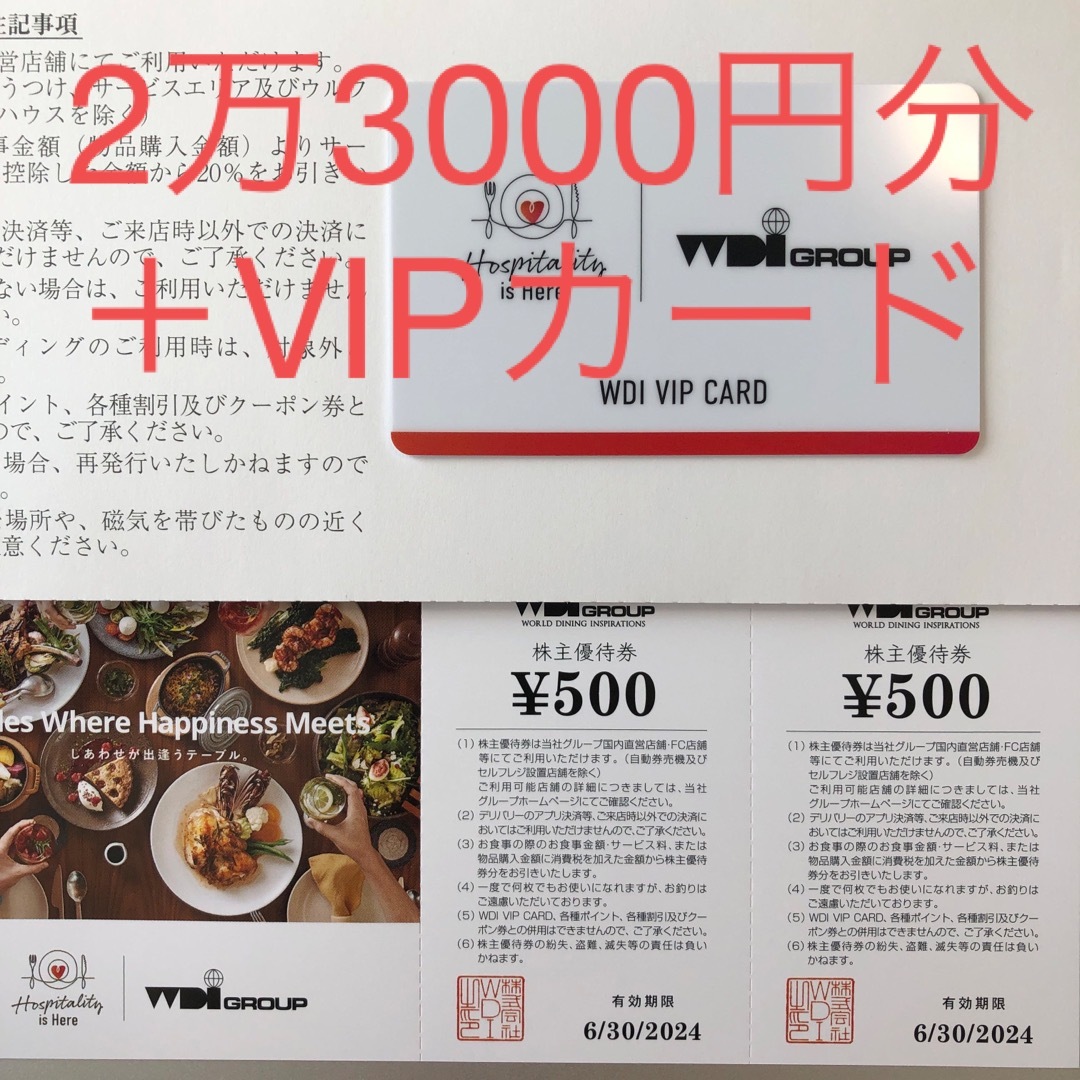 WDI株主優待20000円分＋VIPカード